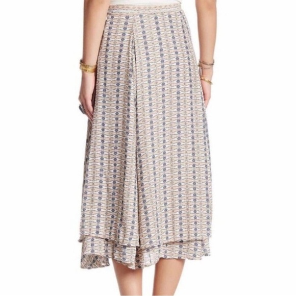 Women’s Free People Wrap Skirt Geometric Mylticolored MIDI Boho Calm 6 - Picture 2 of 9